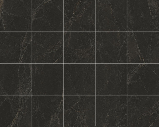 Pietra Black Matt Stone Look Porcelain Tiles 600x600mm in a room setting