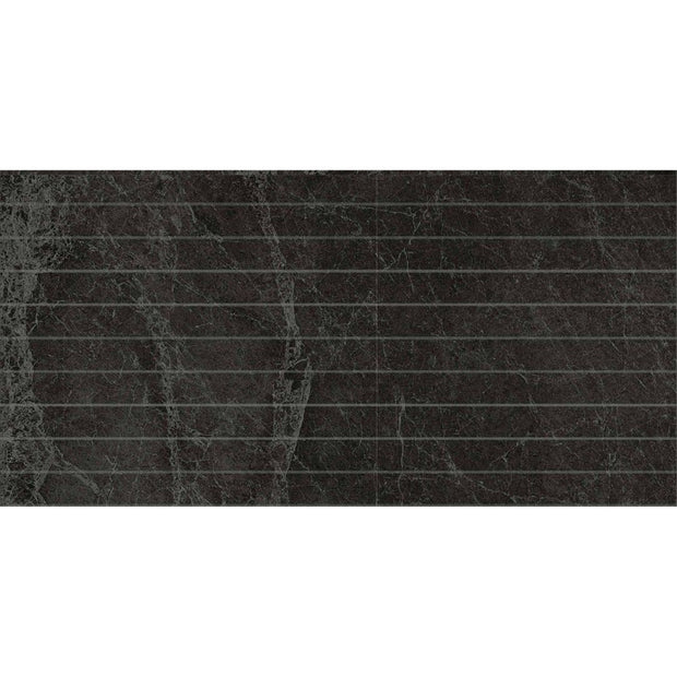 Pietra Black Matt Strip Porcelain Mosaic tile