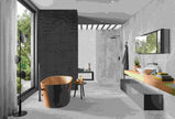 Pietra Black Matt Tumbled Porcelain Mosaic in a room setting
