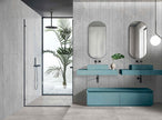 Pietra Leaden 3D Chisel Matt Stone Look Porcelain Tiles in a room setting