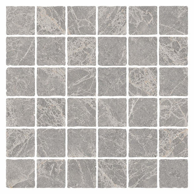 Pietra Leaden Matt Tumbled Porcelain Mosaic tile