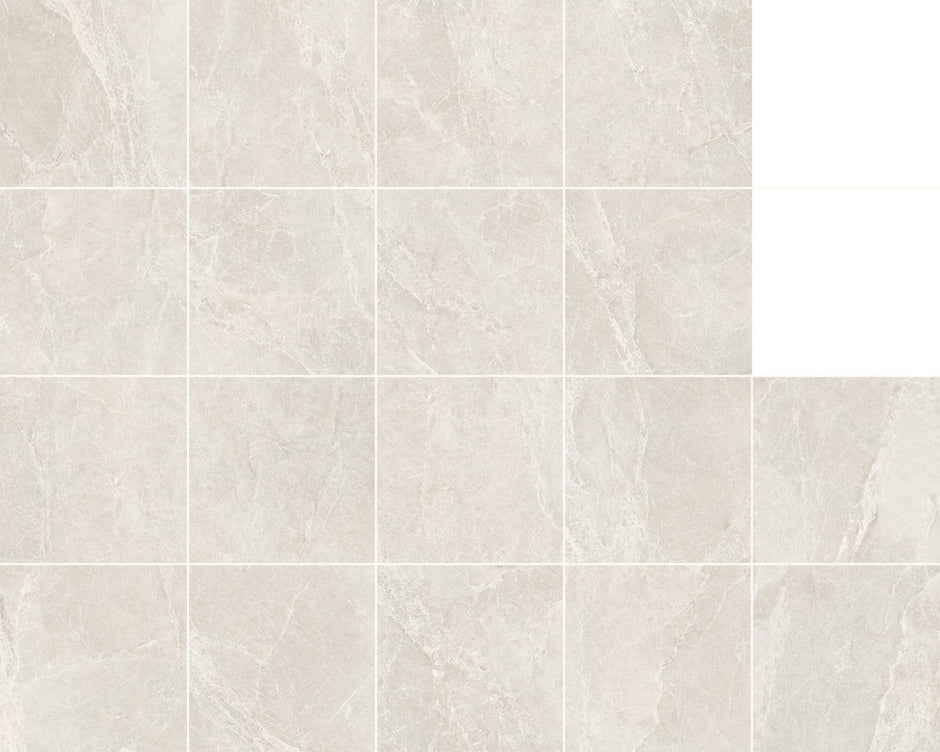 Pietra Milk Matt Stone Look Porcelain Tiles 600x600mm in a room setting