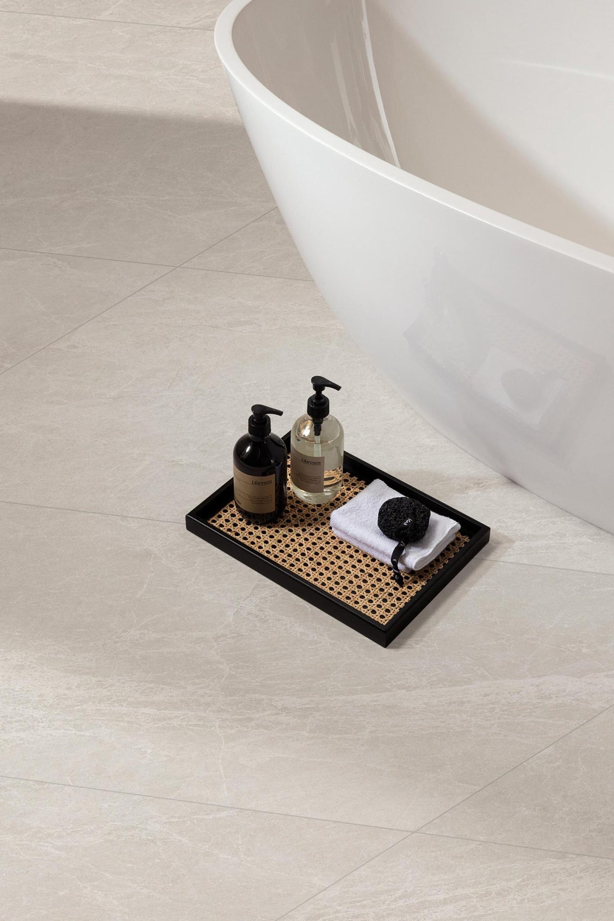 Pietra Milk Matt Stone Look Porcelain Tiles 600x600mm in a room setting