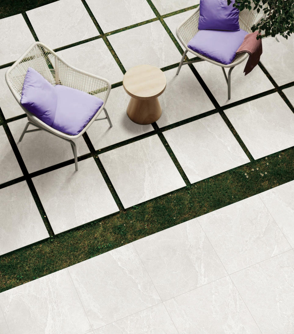 Pietra Milk Matt Stone Look Porcelain Tiles 600x600mm in a room setting