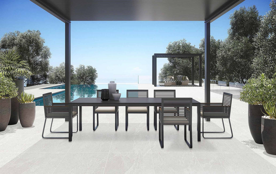 Pietra Sand External Stone Look Porcelain Tiles in a room setting
