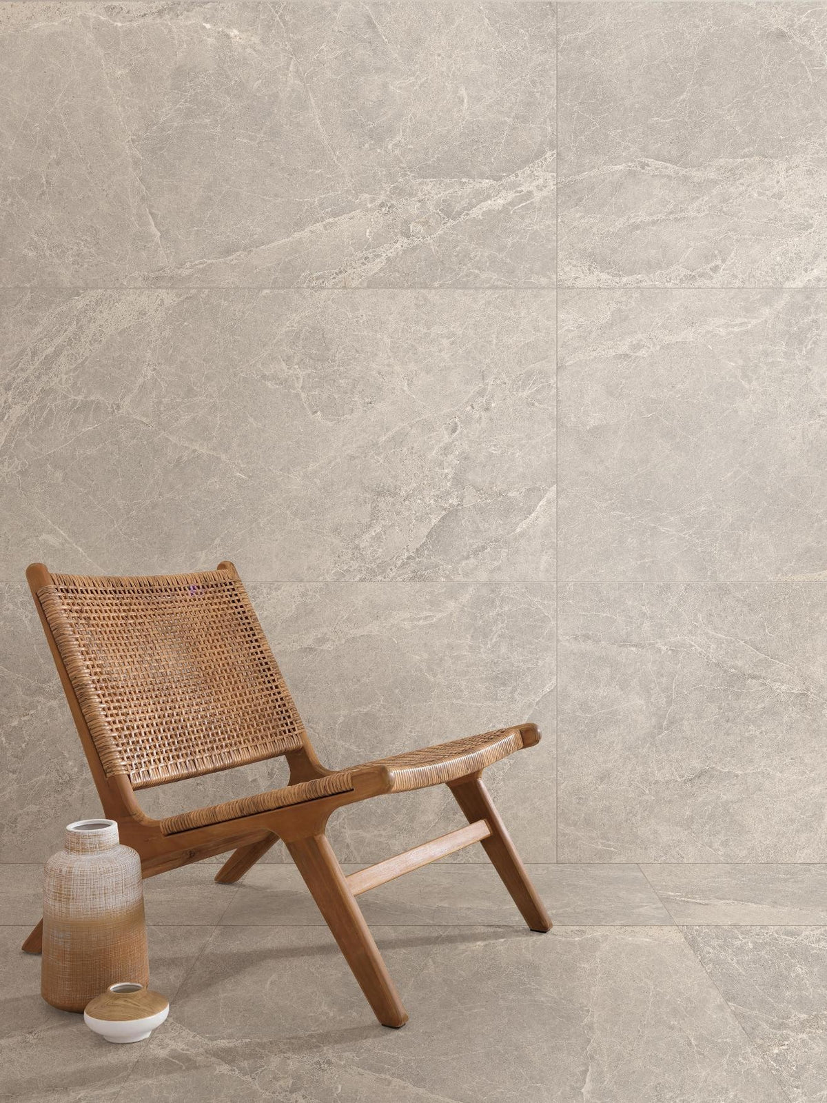 Pietra Sand Matt Stone Look Porcelain Tiles 600x600mm in a room setting