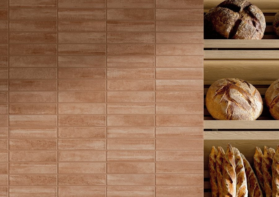 Plyta Cotto Brick Matt Porcelain Subway Tiles in a room setting