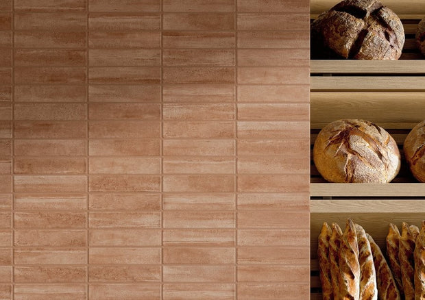 Plyta Cotto Brick Matt Porcelain Subway Tiles in a room setting