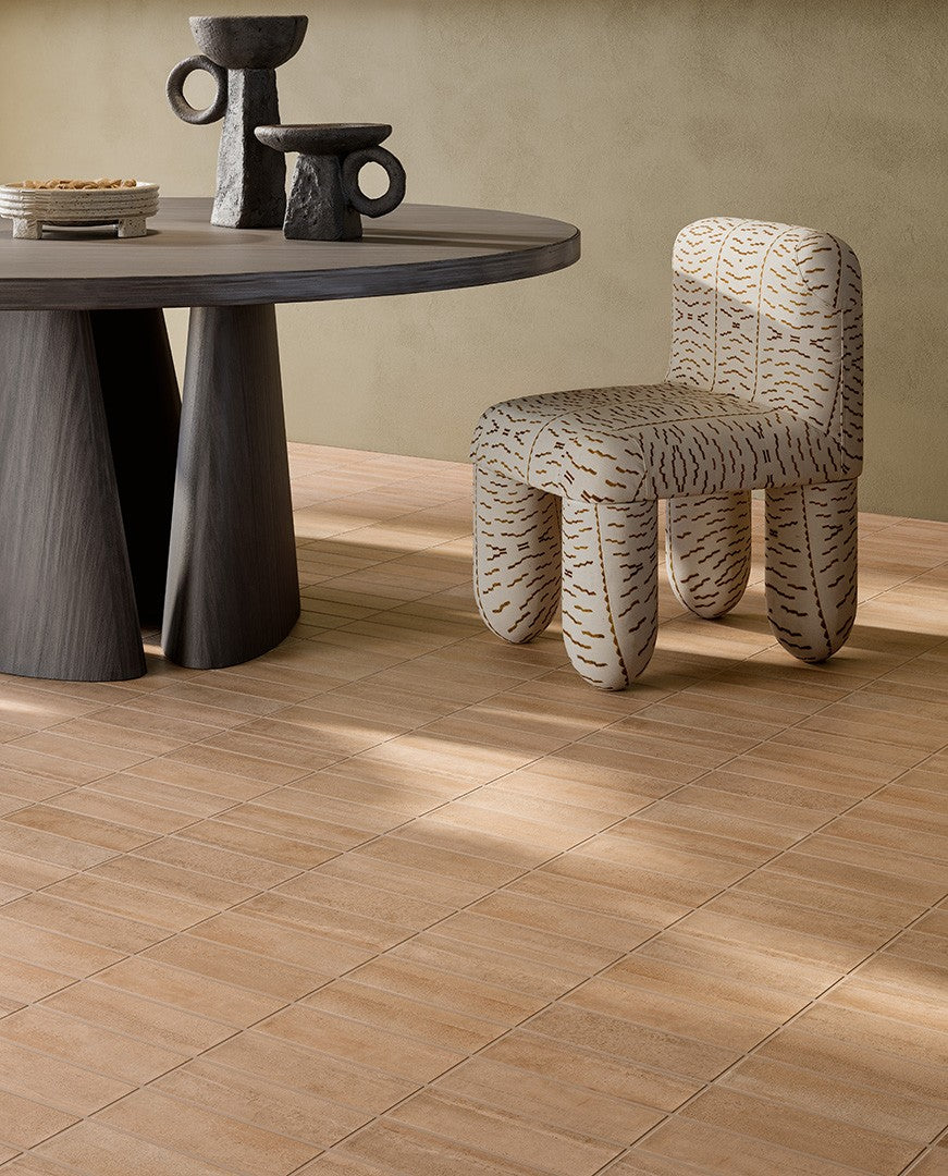 Plyta Earth Brick Matt Porcelain Subway Tiles in a room setting
