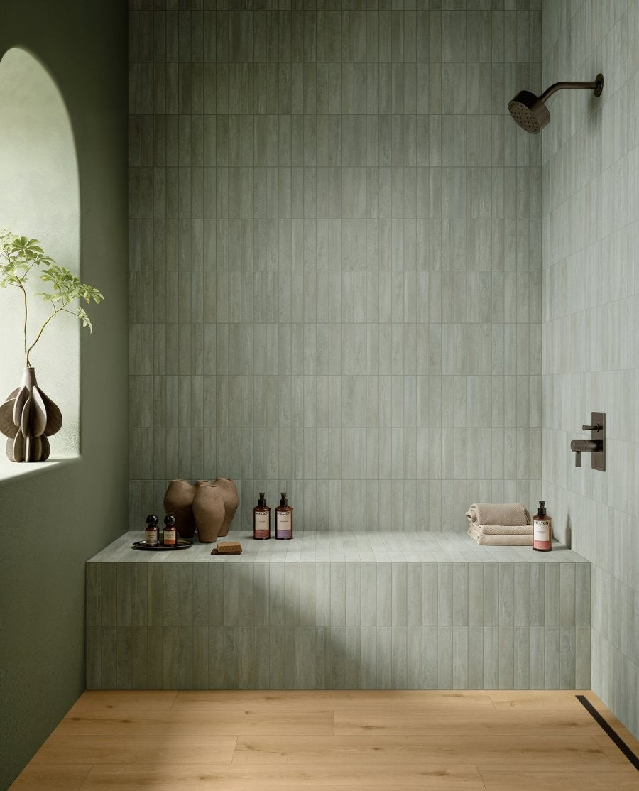 Plyta Vegetal Brick Matt Porcelain Subway Tiles in a room setting