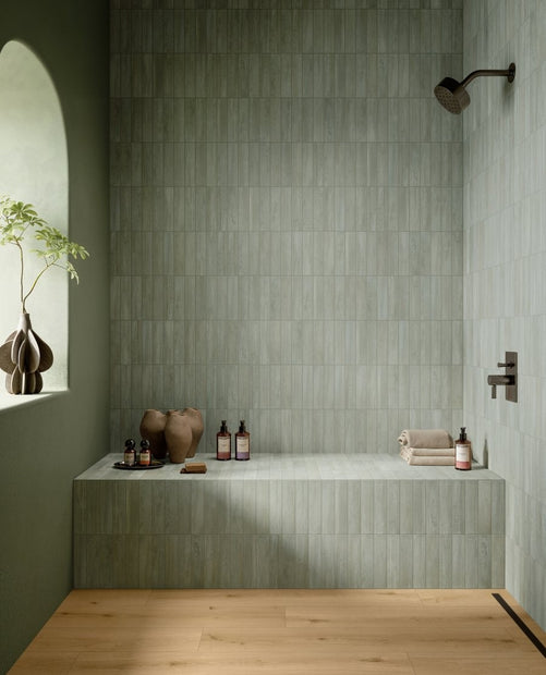 Plyta Vegetal Brick Matt Porcelain Subway Tiles in a room setting