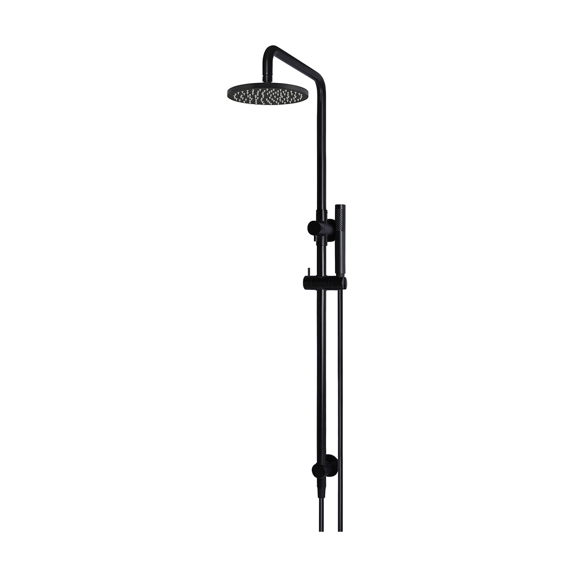 Meir Round Combination Shower Rail, 200mm Rose, Single Function Hand Shower, Matte Black shower set