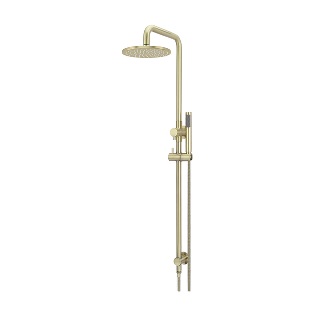 Round Combination Shower Rail, 200mm Rose, Single Function Hand Shower in PVD Tiger Bronze