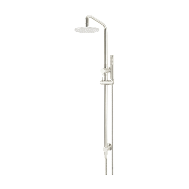 Round Combination Shower Rail, 200mm Rose, Single Function Hand Shower in PVD Brushed Nickel