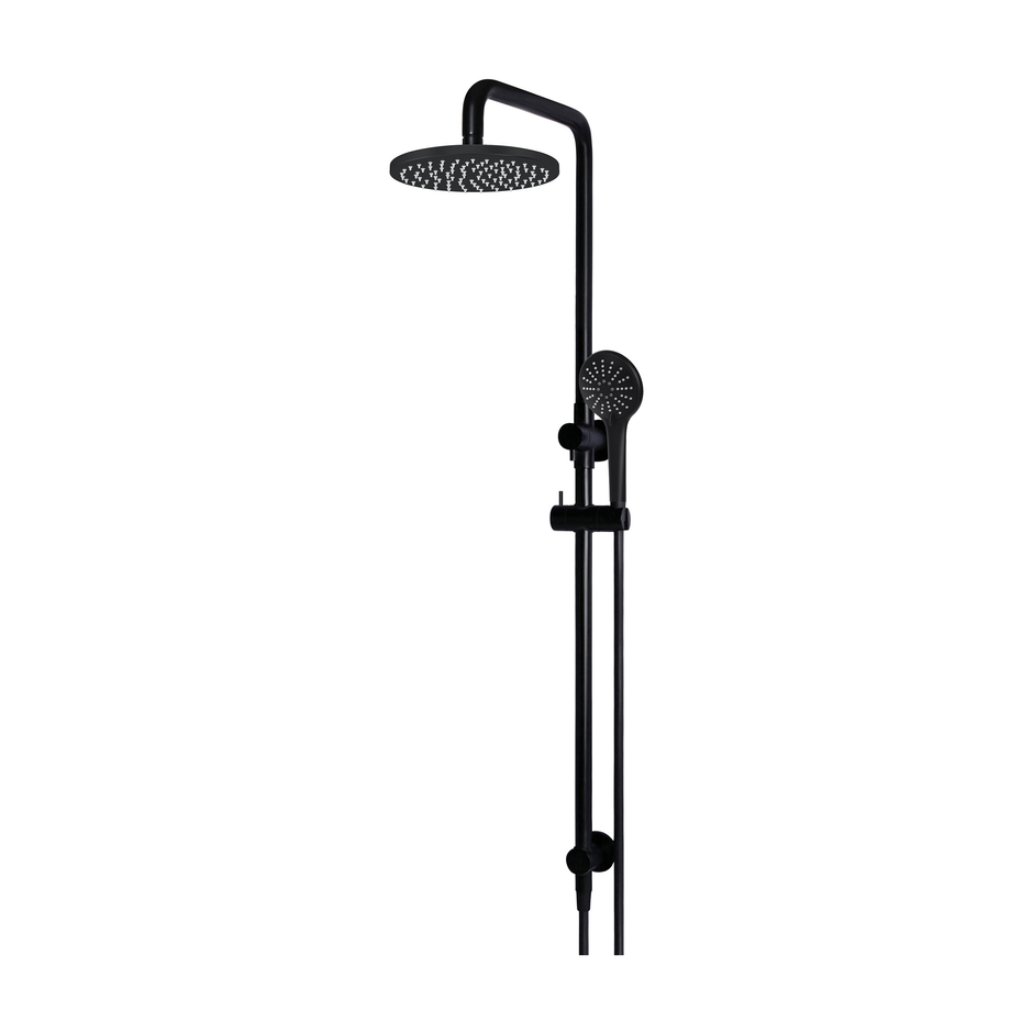 Meir Round Combination Shower Rail, 200mm Rose, Three-Function Hand Shower, Matte Black shower set