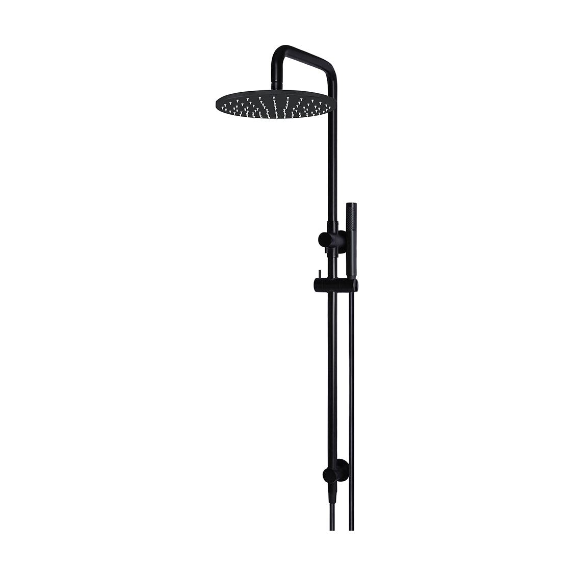Meir Round Combination Shower Rail, 300mm Rose, Single Function Hand Shower, Matte Black shower set