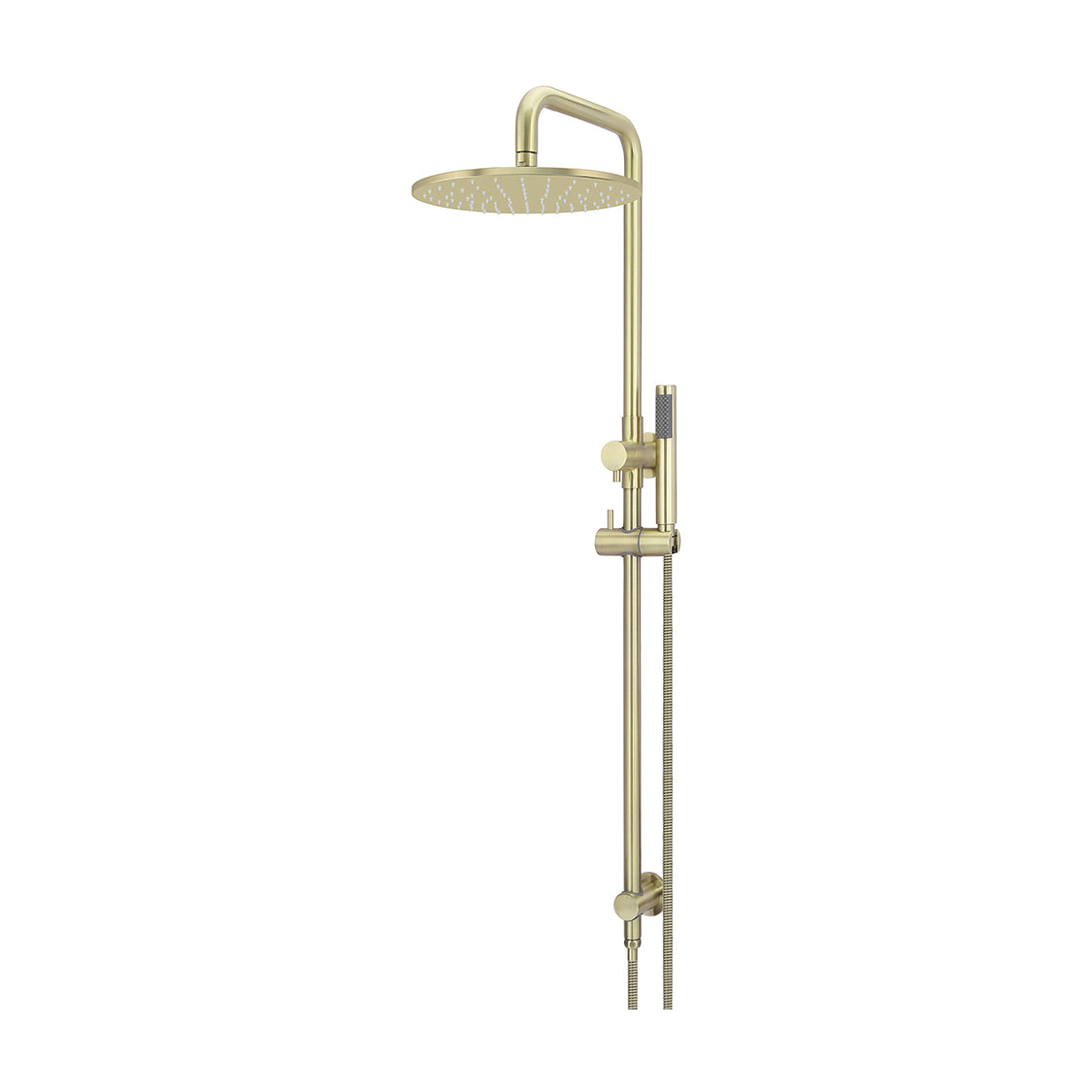 Meir Round Combination Shower Rail, 300mm Rose, Single Function Hand Shower, PVD Tiger Bronze shower set