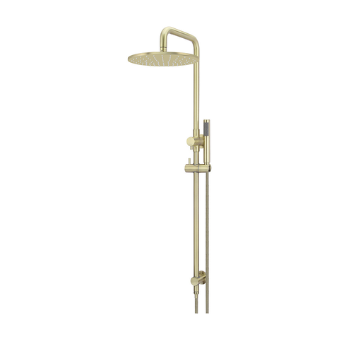 Meir Round Combination Shower Rail, 300mm Rose, Single Function Hand Shower, PVD Tiger Bronze shower set