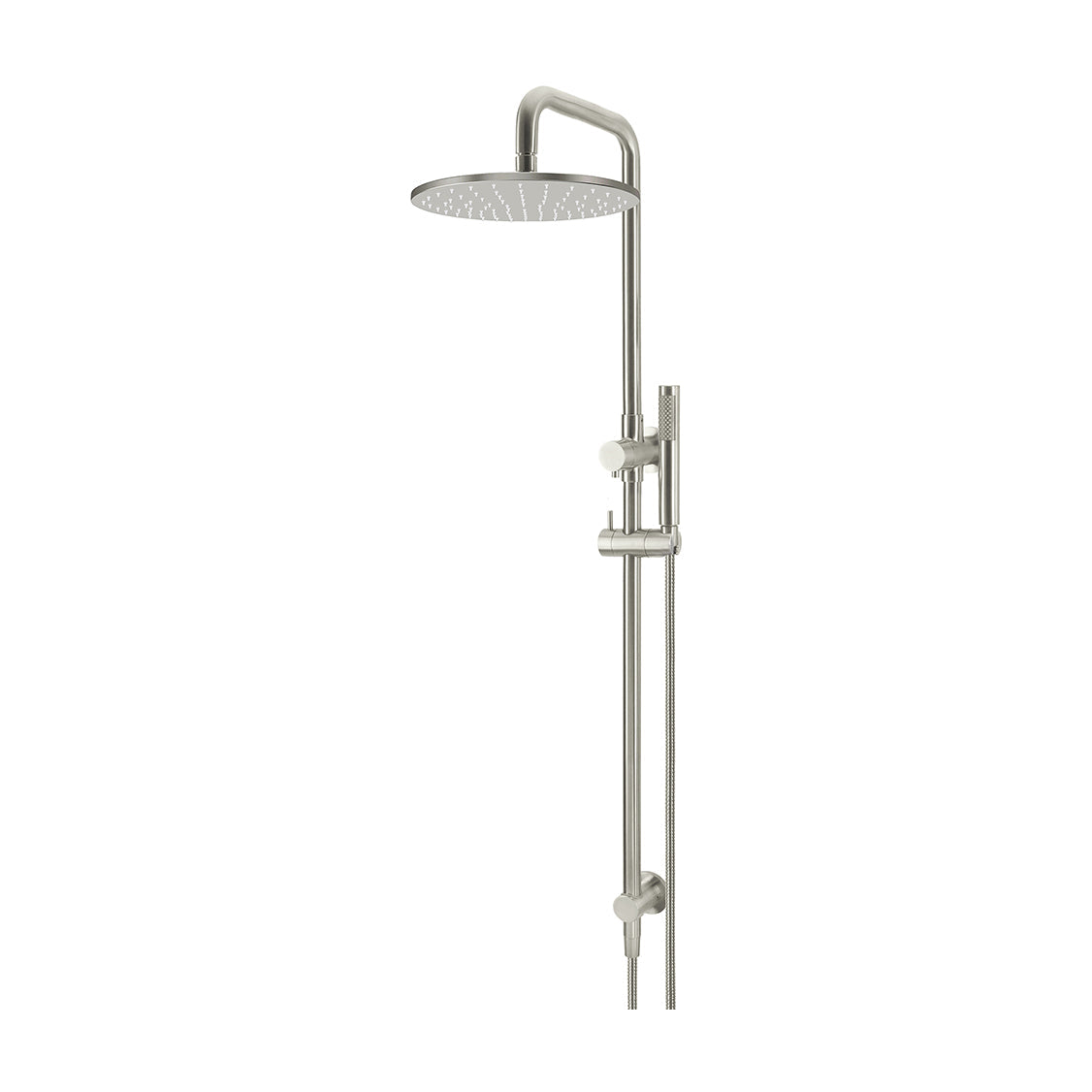 Round Combination Shower Rail, 300mm Rose, Single Function Hand Shower in PVD Brushed Nickel