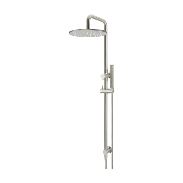 Round Combination Shower Rail, 300mm Rose, Single Function Hand Shower in PVD Brushed Nickel