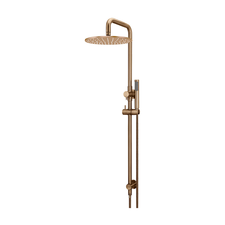 Meir Round Combination Shower Rail, 300mm Rose, Single Function Hand Shower, PVD Lustre Bronze shower set