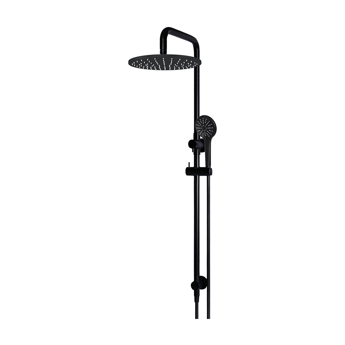 Meir Round Combination Shower Rail, 300mm Rose, Three Function Hand Shower in Matte Black shower set