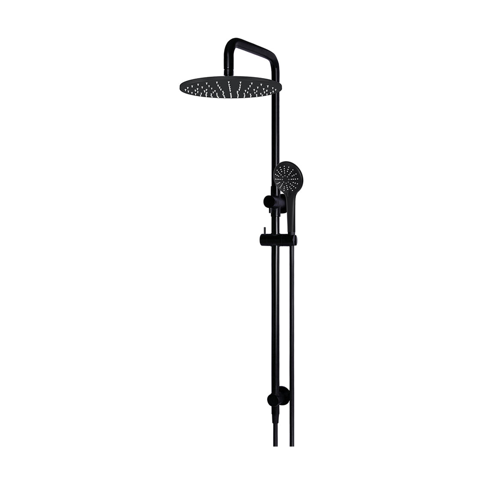 Meir Round Combination Shower Rail, 300mm Rose, Three Function Hand Shower in Matte Black shower set