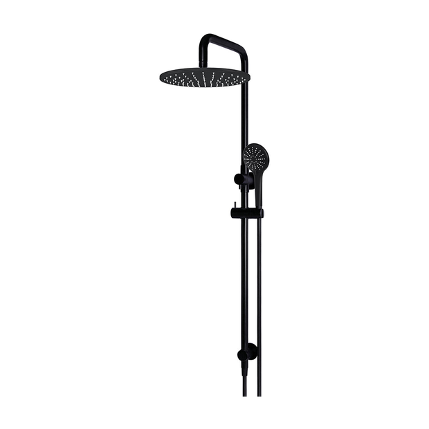 Round Combination Shower Rail, 300mm Rose, Three Function Hand Shower in Matte Black