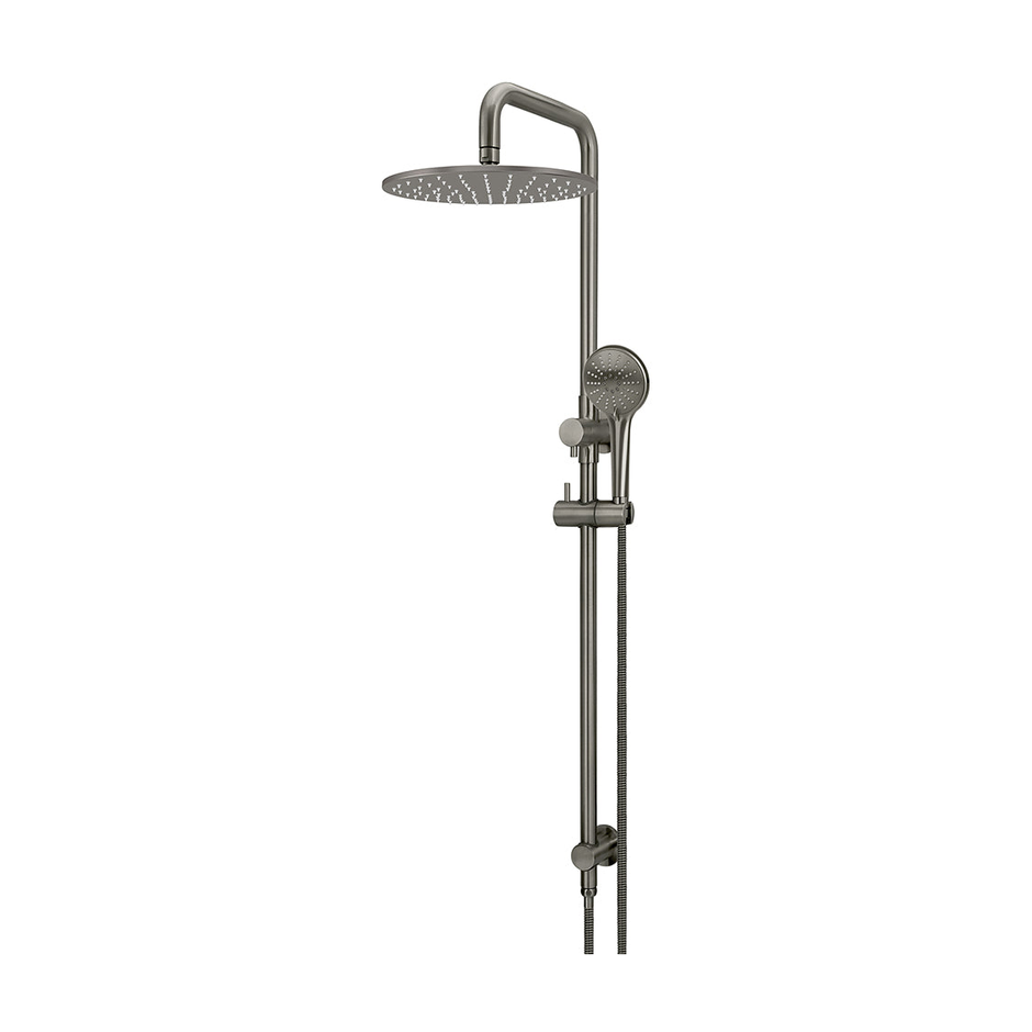 Meir Round Combination Shower Rail 300mm Rose, Three Function Hand Shower, Shadow Gunmetal shower set