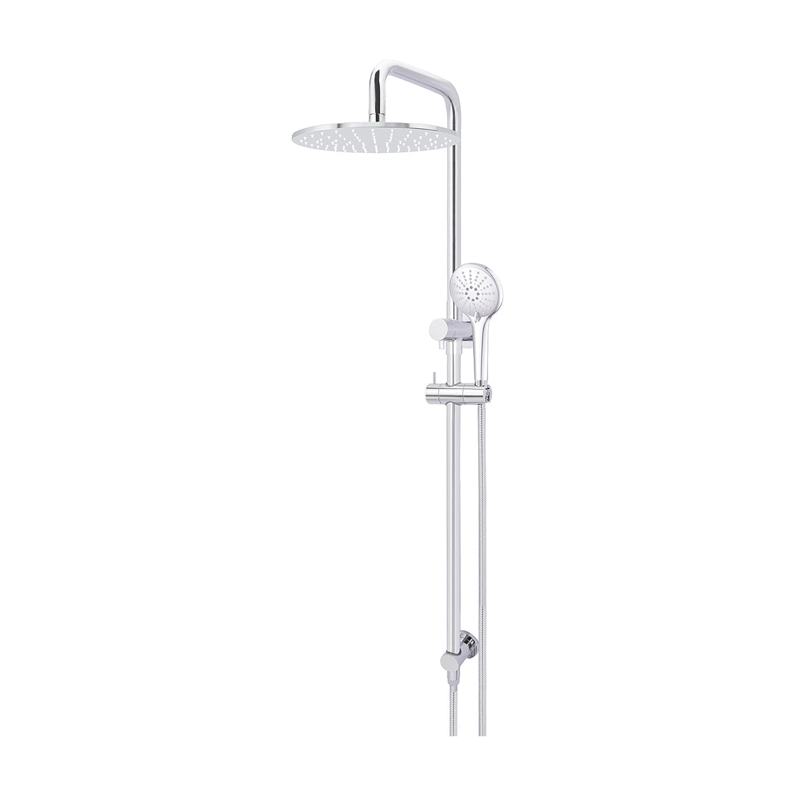 Meir Round Combination Shower Rail 300mm Rose, Three Function Hand Shower, Polished Chrome shower set