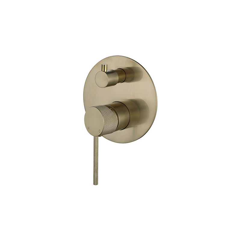 Star Mini Shower Diverter Mixer With Knurled Handle Brushed Bronze