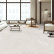 Pure Stone White Matt Stone Look Porcelain Tiles in a room setting