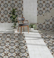 Rajola Anoia Patterned Matt Porcelain Tiles in a room setting