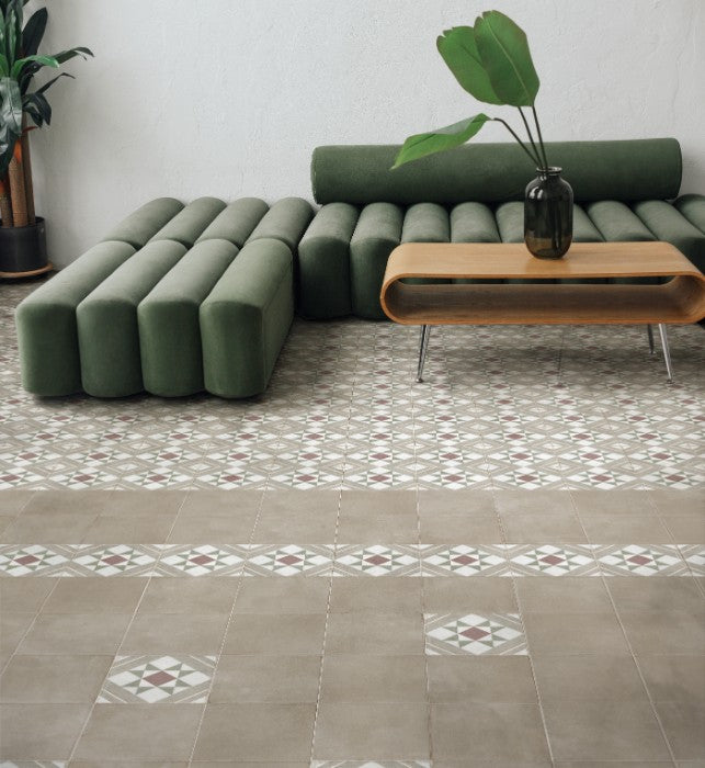 Rajola Beige Plain Matt Porcelain Tiles in a room setting