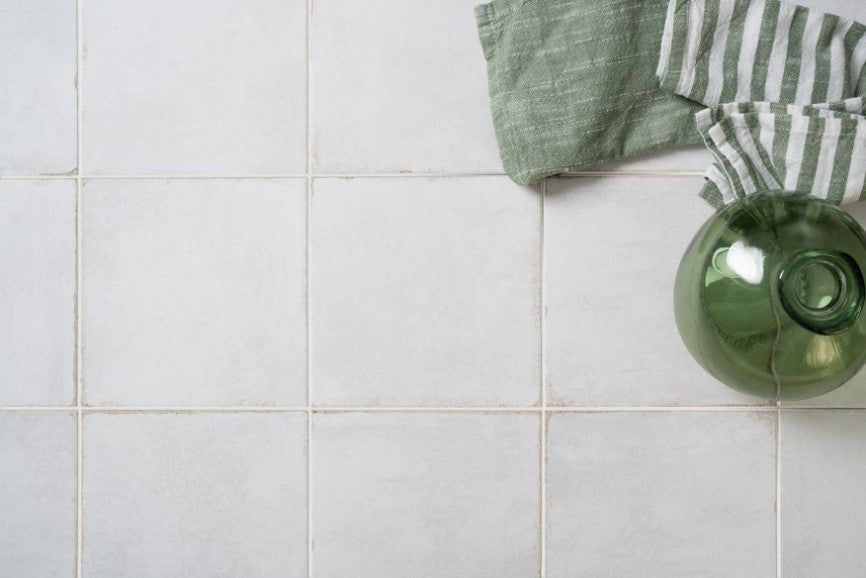 Rajola White Plain Matt Porcelain Tiles in a room setting
