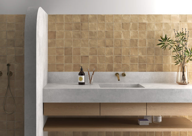 Sabbia Cinnamon Matt Ceramic Tiles 100x100mm in a room setting