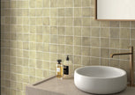 Sabbia Weald Green Matt Ceramic Tiles 100x100mm in a room setting