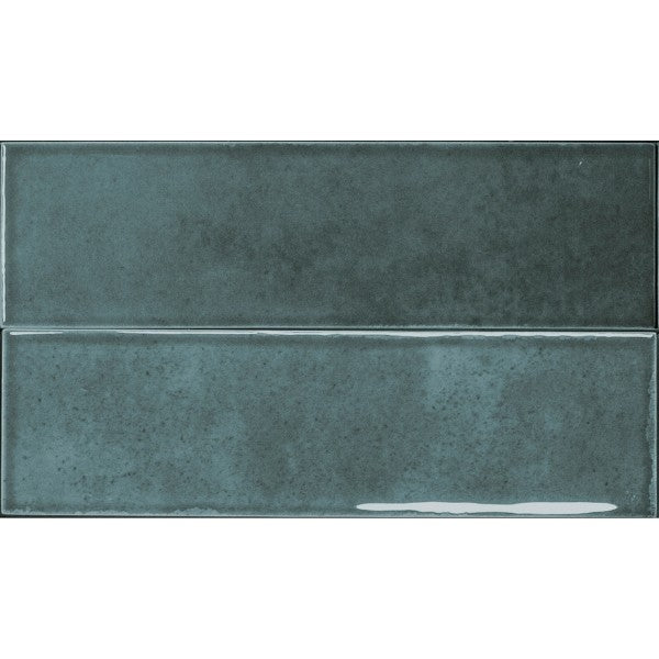 Shallow Blue Gloss Porcelain Subway Tiles in a room setting