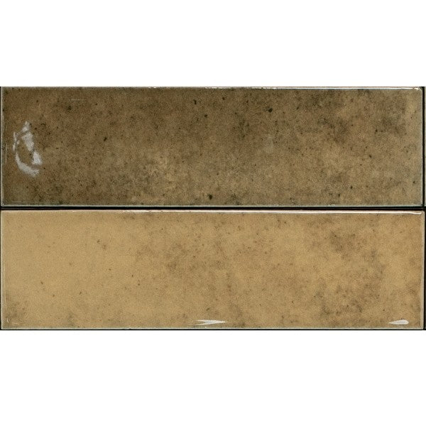 Shallow Caramel Gloss Porcelain Subway Tiles in a room setting