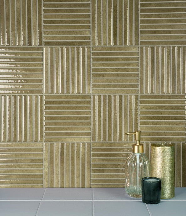 Shallow Musk Kit Kat Gloss Porcelain Tiles in a room setting