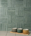 Shallow Turquoise Kit Kat Gloss Porcelain Tiles in a room setting