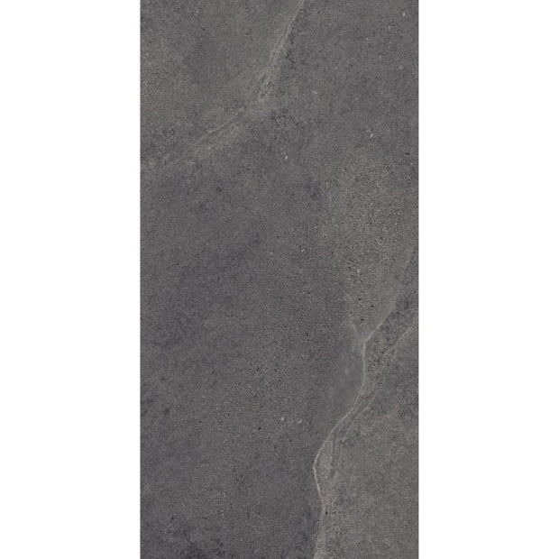 Slash Dark Grey Matt Stone Look Porcelain Tiles 304x610mm tile