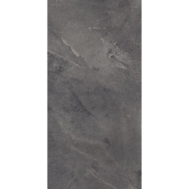 Slash Dark Grey Matt Stone Look Porcelain Tiles 610x1222mm tile