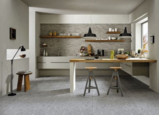 Sparkle Coffee Matt Terrazzo Look Porcelain Tiles 600x600mm in a room setting