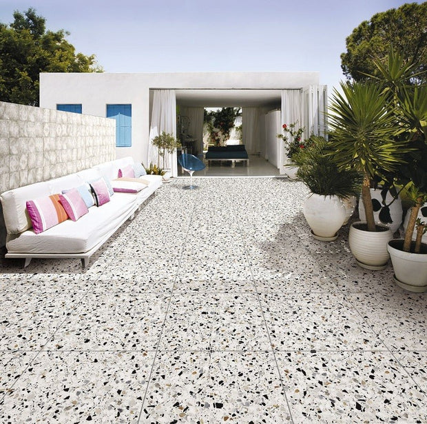 Sparkle Rainbow Matt Terrazzo Look Porcelain Tiles 298x600mm in a room setting