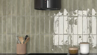 Splendours Green Gloss Ceramic Subway Tiles in a room setting