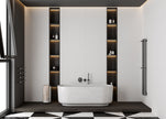Stellar White Japanese Traces Decor Matt Ceramic Tiles in a room setting
