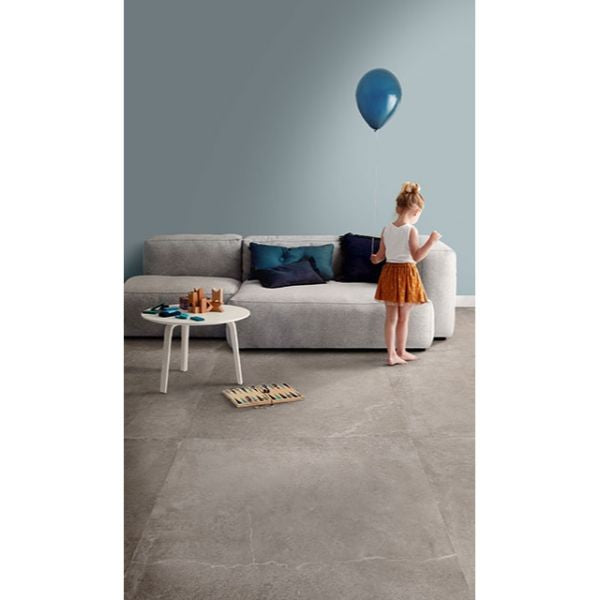 Stonecrete Grey Matt Concrete Look Porcelain Tiles in a room setting