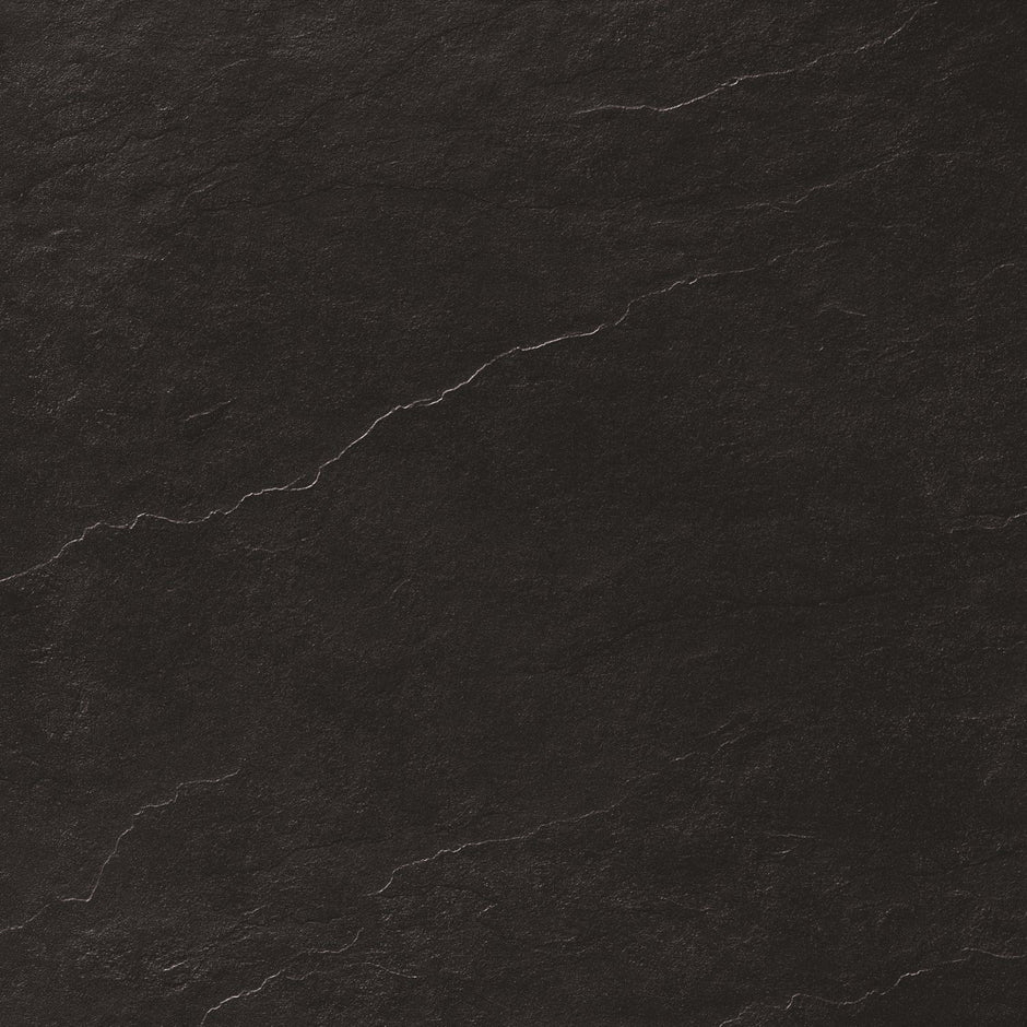 Super Black Slate Textured Matt Porcelain Tiles 600x600mm tile