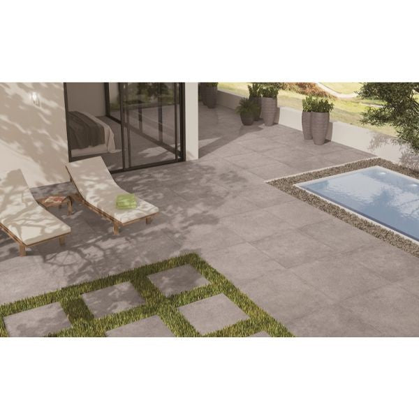 T-Stone Dark Grey Matt Stone Look Porcelain Tiles in a room setting